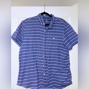 Vineyard Vines Men's Blue and Pink Striped Polo